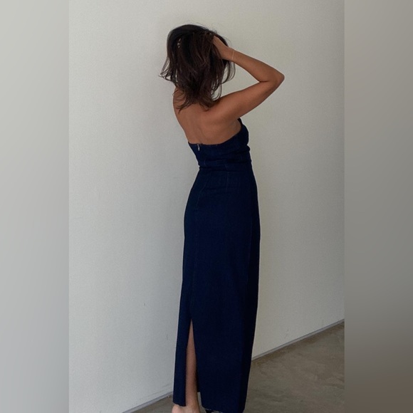 Dark Denim Stretch Midi Dress - Picture 2 of 4